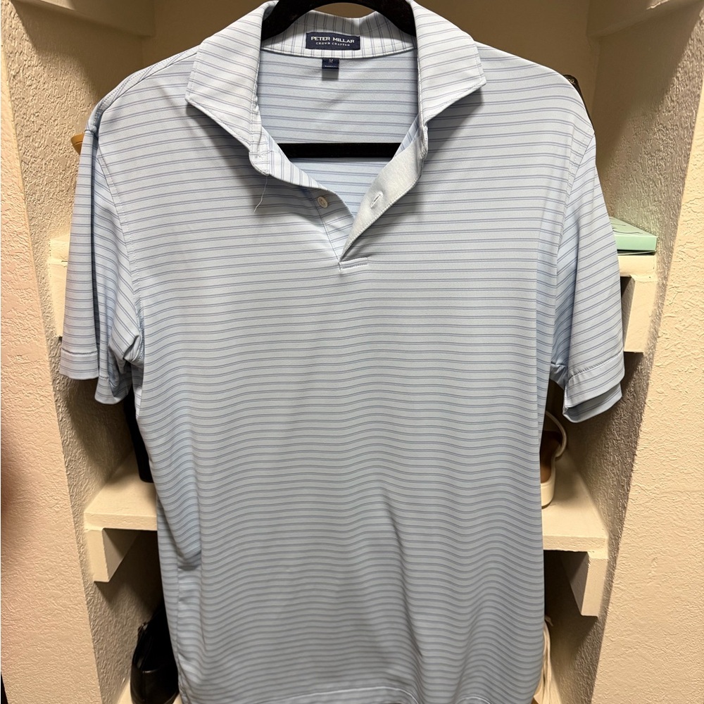 Peter Millar Sky Blue Striped Polo Shirt